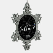 Gotland Flag Heftskriptdesign, Schweden Schneeflocken Zinn-Ornament (Links)