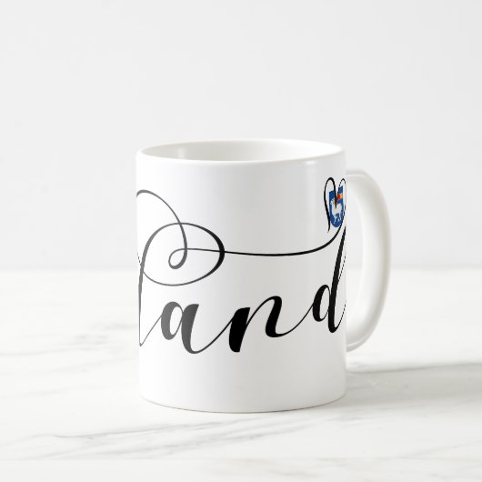 Gotland-Flagge Herz-Schrift-Design, Schweden Kaffeetasse (VorderseiteRechts)