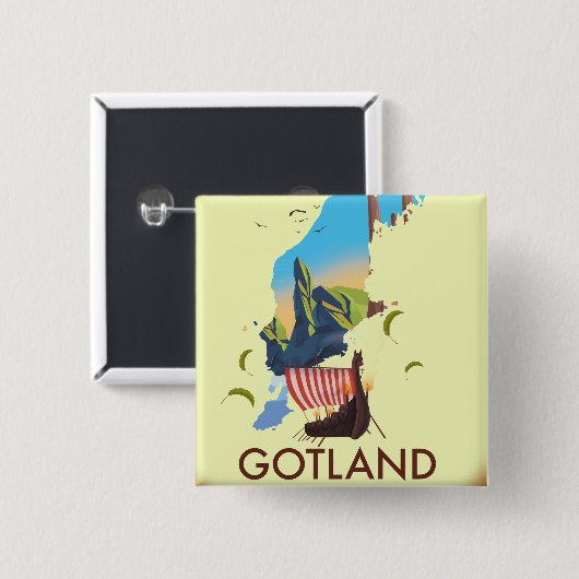 Gotland Ostsee Wanderkarte Button (Vorne & Hinten)