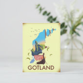 Gotland Ostsee Wanderkarte Postkarte (Stehend Vorderseite)