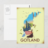 Gotland Ostsee Wanderkarte Postkarte (Vorne/Hinten)