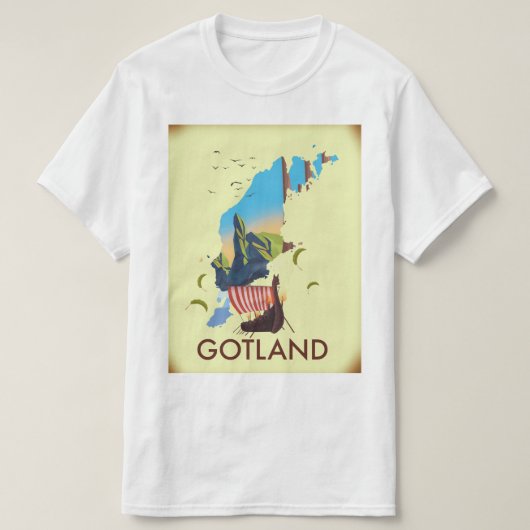Gotland Ostsee Wanderkarte T-Shirt (Design vorne)