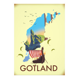 Gotland Ostsee Wikinger Reise Karte Fotodruck