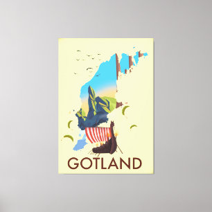Gotland Ostsee Wikinger Reisekarte Leinwanddruck