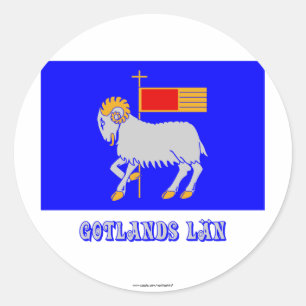 Gotlands län Flagge mit Namen Runder Aufkleber