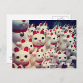 Gotokuji Temple's Maneki Neko Lucky Cats Postkarte (Vorne/Hinten)