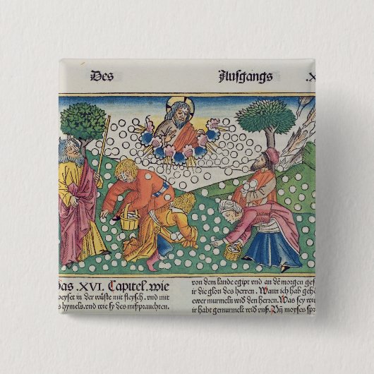 Gott 13-22 des Exodus-16 stellt Wachteln und Manna Button (Vorderseite)