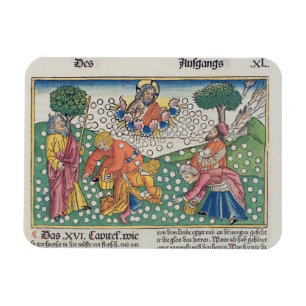 Gott 13-22 des Exodus-16 stellt Wachteln und Manna Magnet