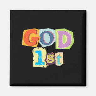 Gott 1. – Christliches T-Shirt Premium Tri-Blend Magnet