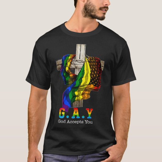 Gott akzeptiert Ihren Christlichen Rainbow LGBTQ G T-Shirt (Vorderseite)