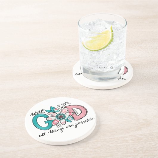 Gott, alles ist möglich Christlich Getränkeuntersetzer (Seite)