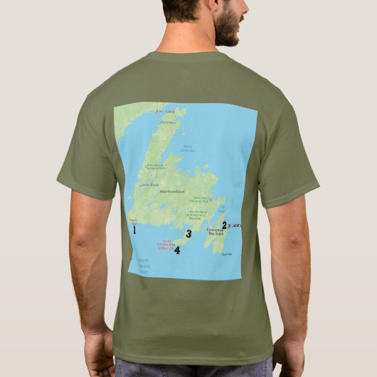 Gott auf der Neufundland-Karte T-Shirt (Rückseite)