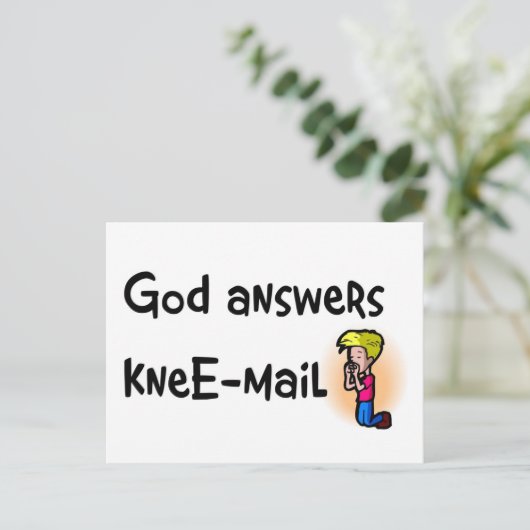 Gott beantwortet kneE-Mail christliche Geschenke Postkarte (Stehend Vorderseite)