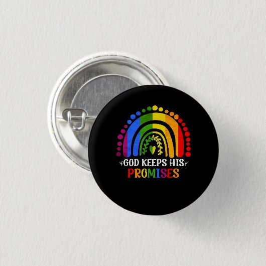 Gott Behalte sein Versprechen Rainbow Christlich B Button (Vorne & Hinten)