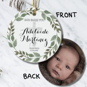 Gott Bless Christening Taufe Grün botanisch Keramik Ornament