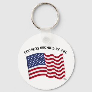 GOTT BLESS DIESE MILITÄRISCHE EHEFRAU mit US-Flagg Schlüsselanhänger