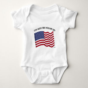 GOTT BLESS DIESES MILITÄRISCHE KID MIT US-Fahne Baby Strampler