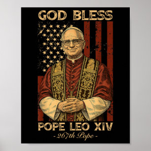 Gott Bless Papst Leo Xiv Robert Francis Prevost Am Poster