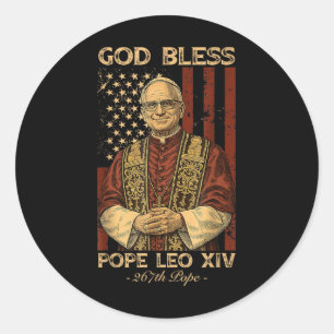 Gott Bless Papst Leo Xiv Robert Francis Prevost Am Runder Aufkleber