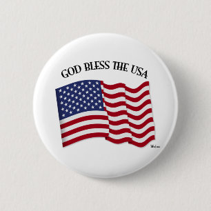 GOTT BLESS THE USA mit US-Flagge Button