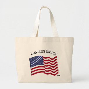 GOTT BLESS THE USA mit US-Flagge Jumbo Stoffbeutel
