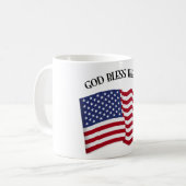 GOTT BLESS THE USA mit US-Flagge Kaffeetasse (Vorderseite Links)