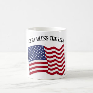 GOTT BLESS THE USA mit US-Flagge Kaffeetasse