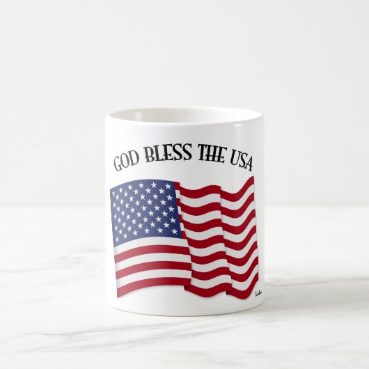 GOTT BLESS THE USA mit US-Flagge Kaffeetasse (Mittel)