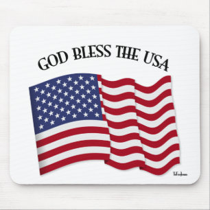 GOTT BLESS THE USA mit US-Flagge Mousepad