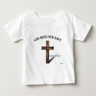 GOTT BLESS UNSERE NAVY mit robustem Kreuz Baby T-shirt