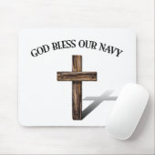 GOTT BLESS UNSERE NAVY mit robustem Kreuz Mousepad (Mit Mouse)