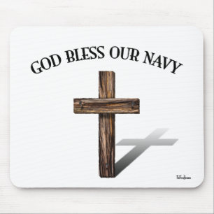 GOTT BLESS UNSERE NAVY mit robustem Kreuz Mousepad