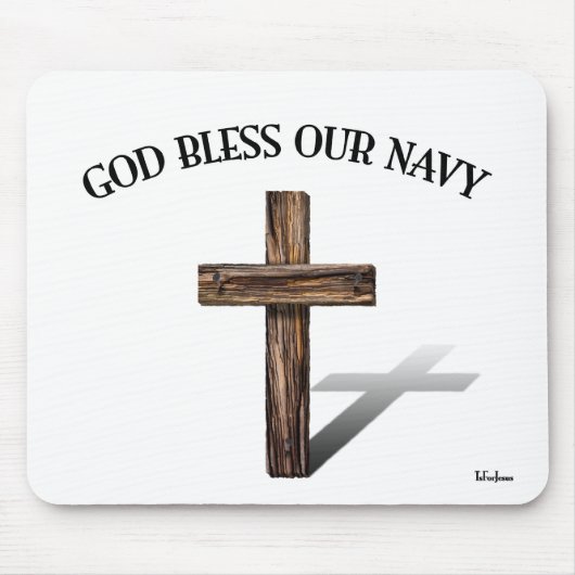 GOTT BLESS UNSERE NAVY mit robustem Kreuz Mousepad (Vorne)