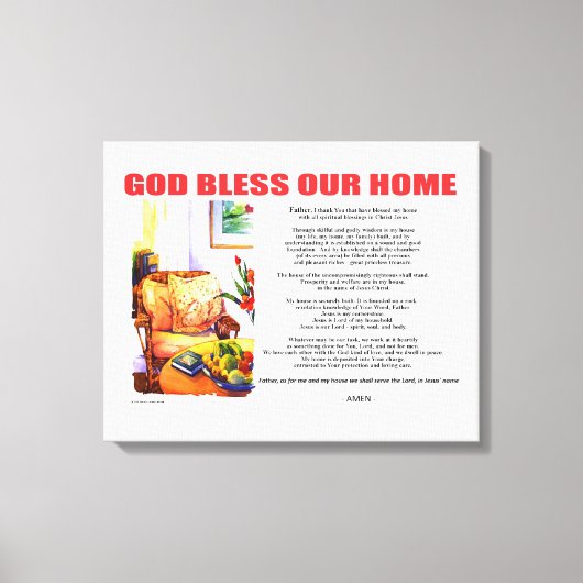 GOTT BLESS UNSERE ZUHAUSE LEINWANDDRUCK (Vorderseite)