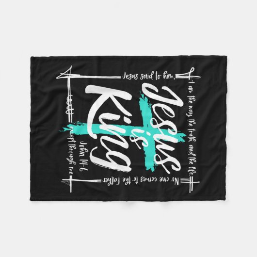 Gott Christus Jesus ist König Johannes 14_6 Religi Fleecedecke (Vorderseite (Horizontal))