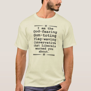 Gott, der das Gewehr Toting ist fahnenschwenkenden T-Shirt