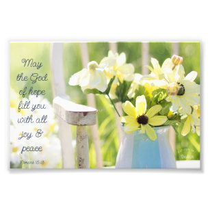 Gott der Hoffnung Zitat gelbe Blumenfotografie Fotodruck
