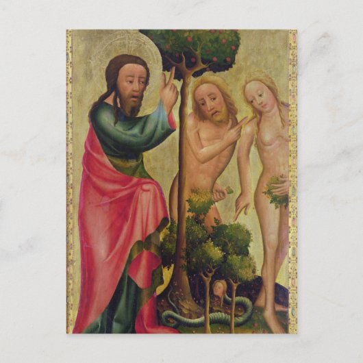 Gott, der Vater bestraft Adam und Eva Postkarte (Vorderseite)