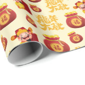 Gott des Reichtums Beutel Gold Chinesisches Neujah Geschenkpapier (Rolleneckpunkt)