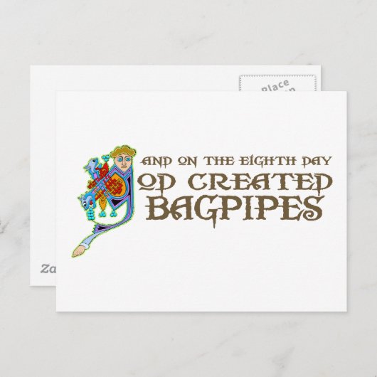 Gott erschuf Bagpipe Postkarte (Vorne/Hinten)