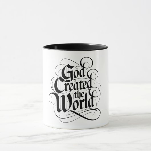 Gott erschuf die Welt Tasse (Zentrum)