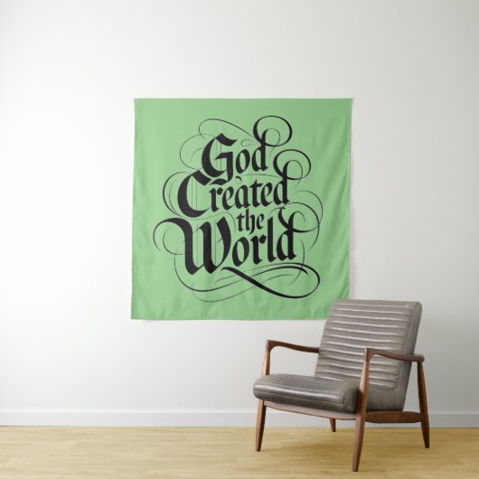 Gott erschuf die Welt Wandteppich (Beispiel)