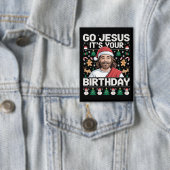 Gott, es ist dein Geburtstag Ugly Weihnachtskraut Button (Insitu)