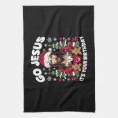 Gott, es ist dein Geburtstag Ugly Weihnachtskraut Geschirrtuch (Vertikal)