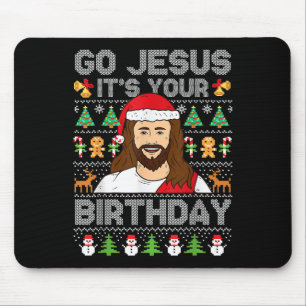 Gott, es ist dein Geburtstag Ugly Weihnachtskraut Mousepad