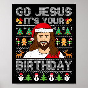 Gott, es ist dein Geburtstag Ugly Weihnachtskraut Poster