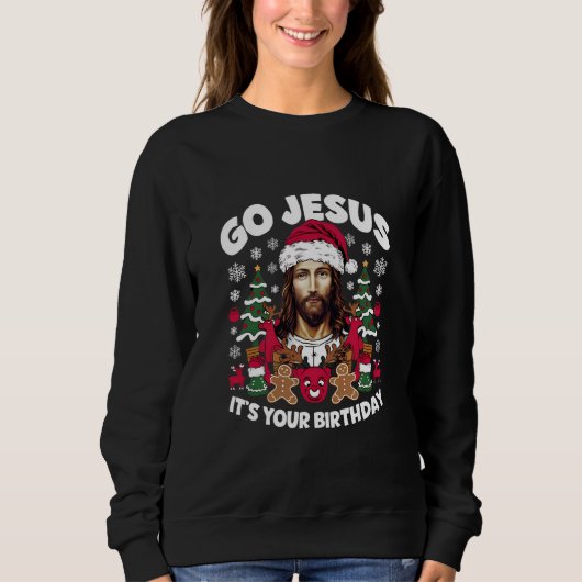 Gott, es ist dein Geburtstag Ugly Weihnachtskraut Sweatshirt (Vorderseite)