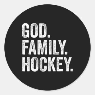Gott Familie Hockey Runder Aufkleber