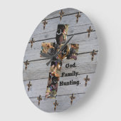 Gott, Familie, Jagdkreuz Christlich Große Wanduhr (Winkel)