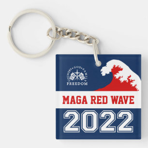 Gott Familie Land Freiheit 2022 MAGA Rote Welle Schlüsselanhänger